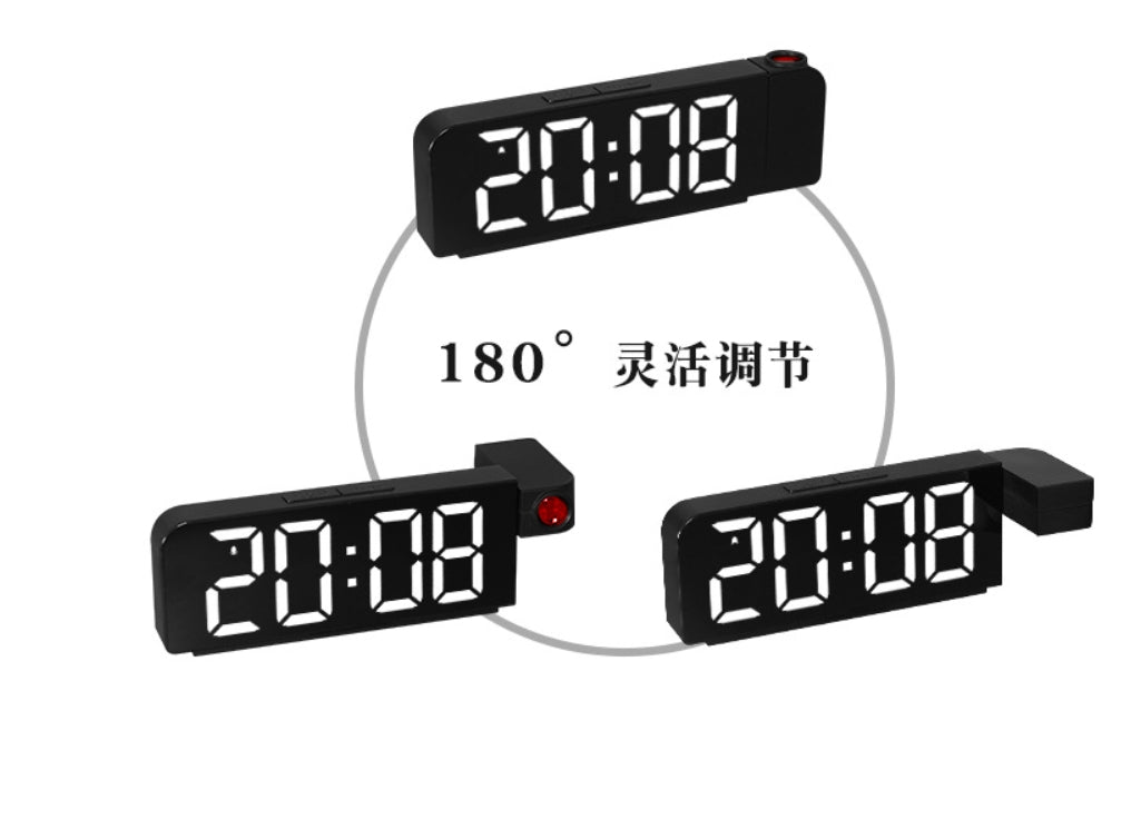 Ceas digital cu afisaj LED AT PERFORMANCE®, cu funtie de alarma si intensitate reglabila, proiector rotativ cu ora, Negru.