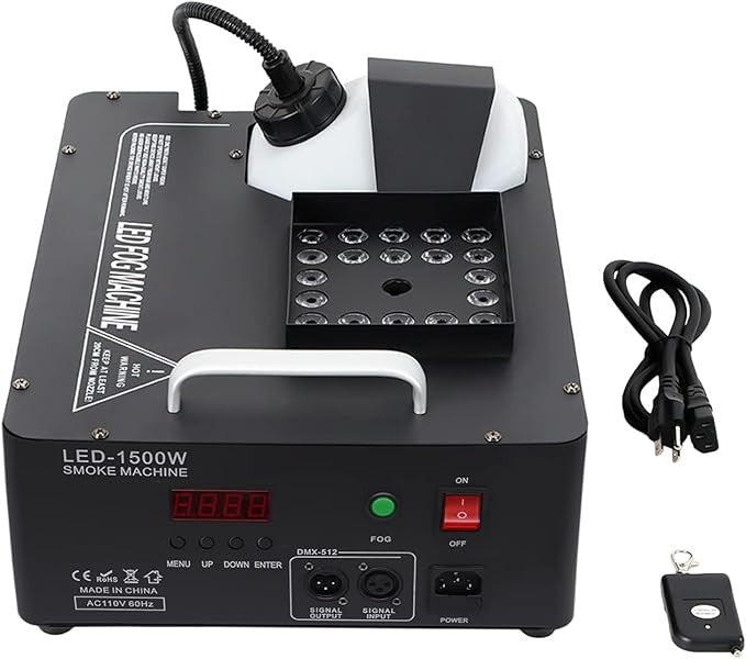 Mașină de Fum Verticală AT PERFORMANCE® 1500W cu 24 LED-uri RGB, Control DMX & Wireless, Efecte Luminoase pentru Scenă, DJ, Evenimente – 3L Capacitate