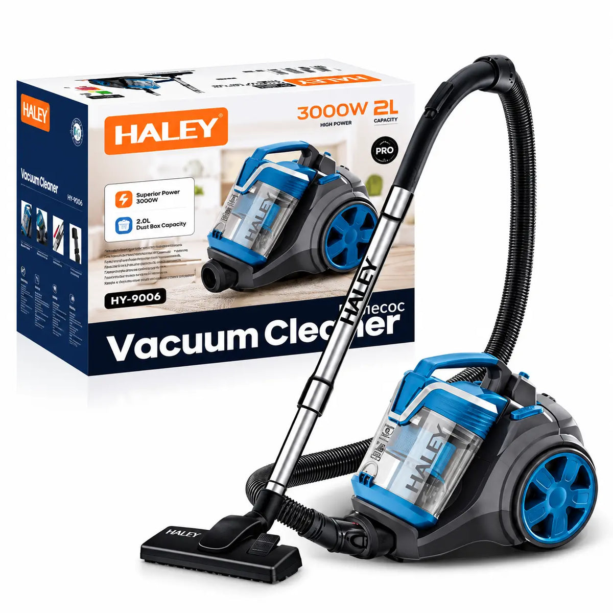 Aspirator cu Sac HALEY 4L, 3000W, Aspirator de praf Aspirator puternic cu fir, de calitate, cu ciclon