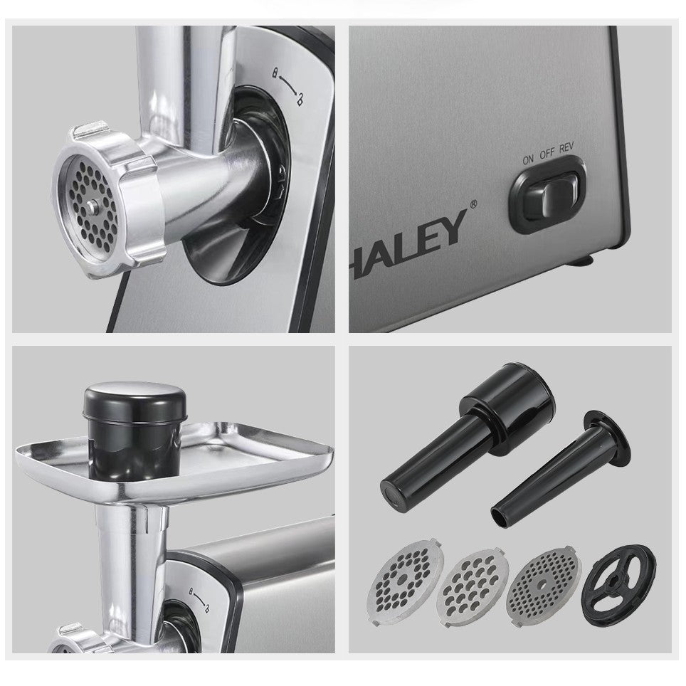 Mașină de Tocat Carne HALEY 2600W, Cutter cu Torsiune Mare, Oțel Inoxidabil, Port Mare de Alimentare, Ușor de Curățat