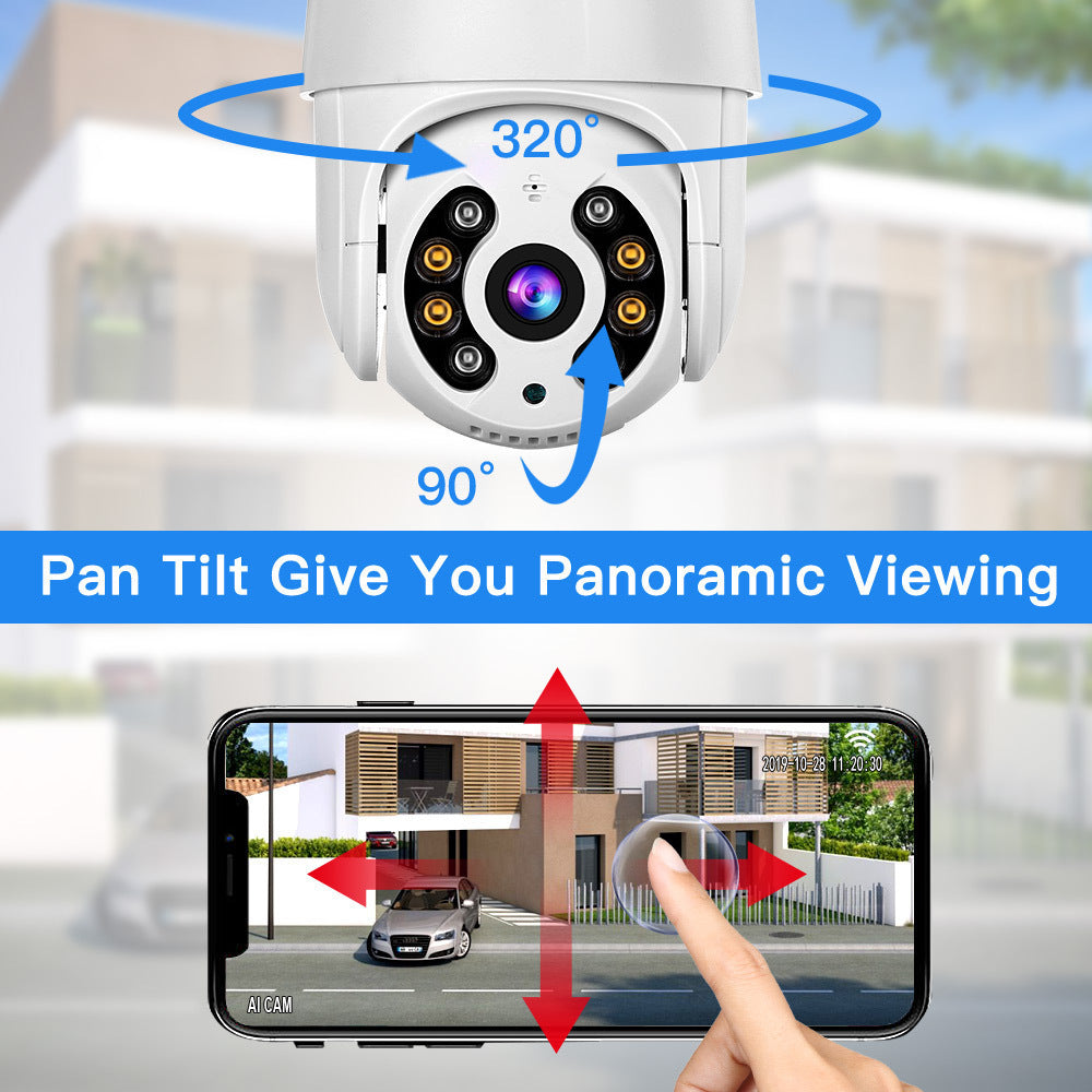 Set 4 Camere de Supraveghere + 4 Carduri 32Gb CADOU 🎁 WIFI, 5MP, Exterior/Interior, Ultra HD 4K, 10X Zoom, Rotire 360°