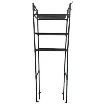 Raft metalic pentru baie, WC, masina de spalat, AT PERFORMANCE®, cu 3 polite, negru, 25x46x152 cm