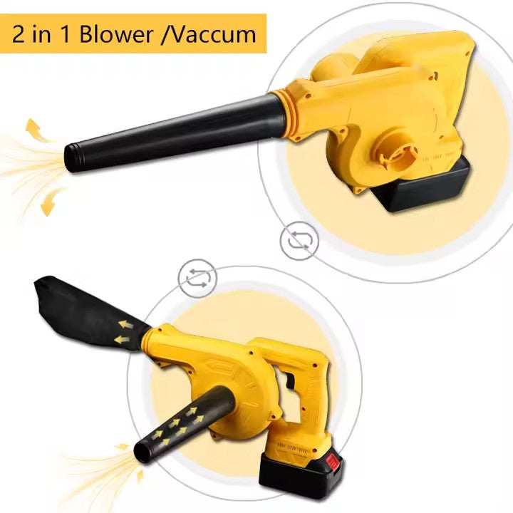 Suflantă și Aspirator fără fir 2 în 1 AT PERFORMANCE® AT-919, 48V, 880W, 18.000 RPM, cu 2 Acumulatori, pentru Frunze, Praf și Zăpadă Ușoară