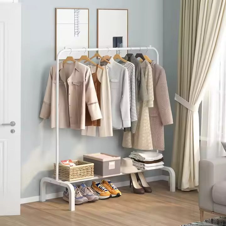 Pachet Promoțional 2x Suport Mobil, pentru Haine, AT PERFORMANECE ®, Umerase si Incaltaminte, Inaltime Reglabila, 155X110X40 Cm, Alb