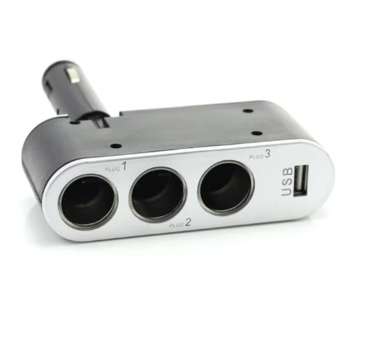 Priza Bricheta Auto, Tripla cu port USB, Redare Audio de pe telefoane, Fara Fir, Negru