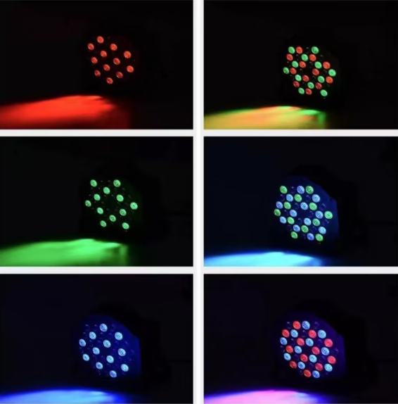 Proiector de lumini PAR 18 LED, RGB, Negru, Disco / Club / Exterior / Arhitecturale, AT PERFORMANCE