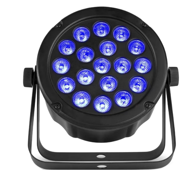 Proiector de lumini PAR 18 LED, RGB, Negru, Disco / Club / Exterior / Arhitecturale, AT PERFORMANCE