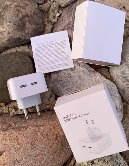 Adaptor de priza 220V, 35W, cu 2 Porturi USB tip-C, Alb