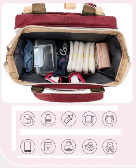 Rucsac 3-in-1 pentru bebelusi, cu spatiu pentru schimbat scutece pliabil integrat, At Performance, impermeabila, 39x30x18cm, Rosu