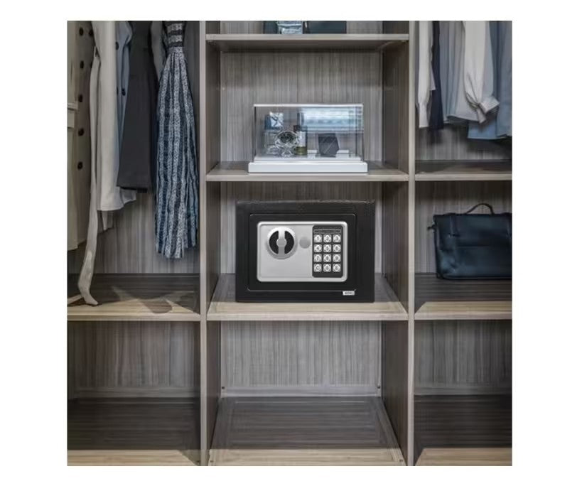 Seif Electronic, At Performance, Standard Mini cu Cifru si Cheie, din otel, 17x23x17 cm, Gri