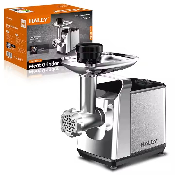 Mașină de Tocat Carne HALEY, 2600W, Unelte Metalice, Carcasă din Oțel Inoxidabil, Argintiu