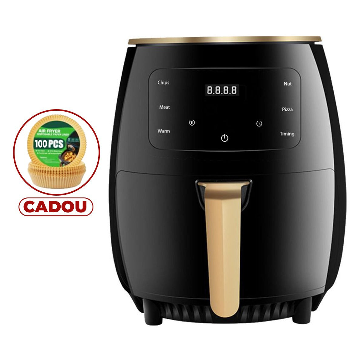 Friteuză fără Ulei AT PERFORMANCE® 2400W, 6L, Cuptor cu Aer Cald 360°, Funcție de Coacere – CADOU 100 Hârtii de Copt