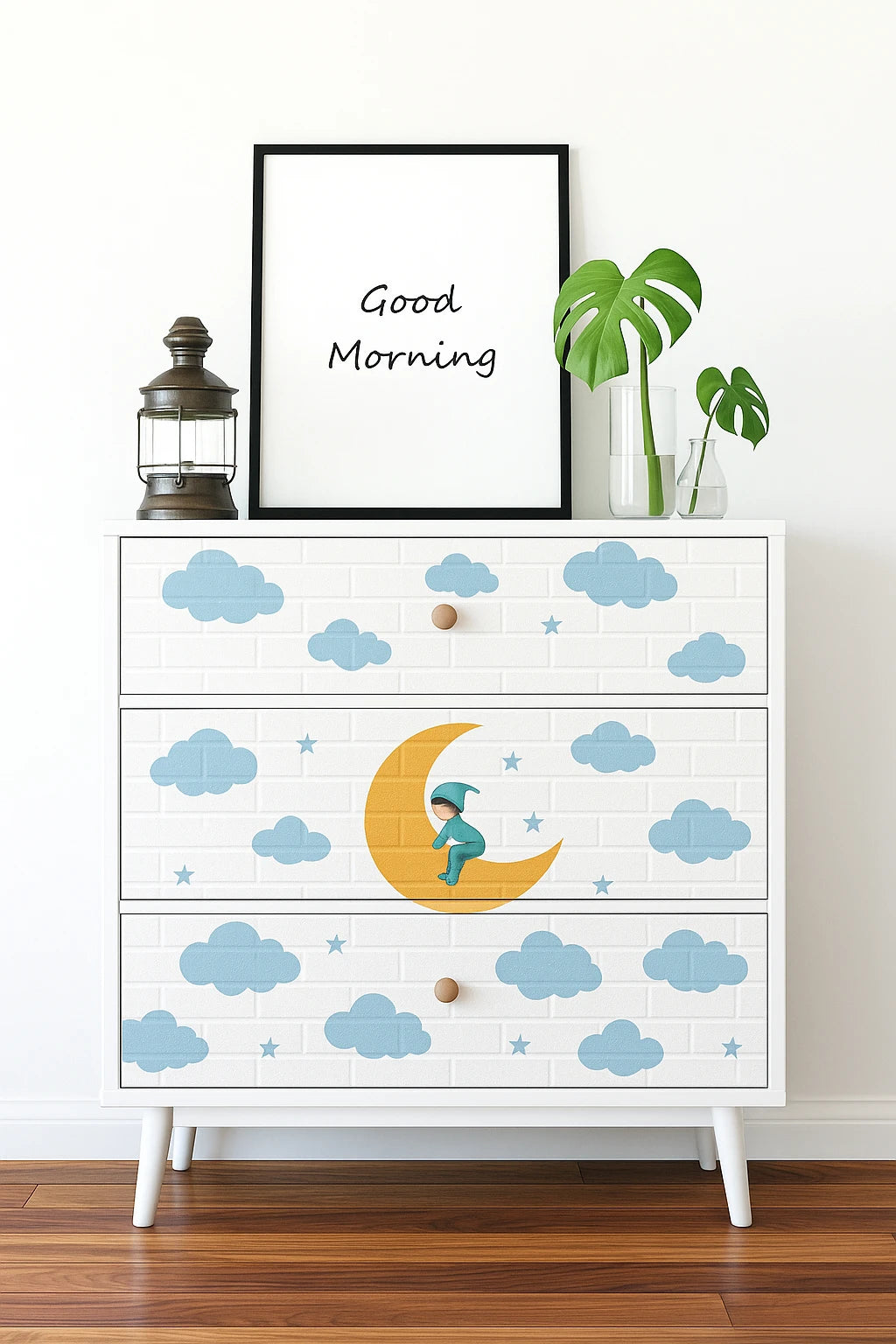 Set 10x Tapet Caramida 3D, AT PERFORMANCE®, autoadeziv, waterproof, usor de montat, design modern, 70x77X0.5 cm, alb, design modern luna