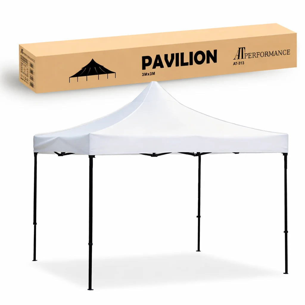 Cort tip Pavilion AT PERFORMANCE 3x3m Albastru, Verde, Alb, Rosu, Prelata Impermeabila, Pliabil, Structura Metalica Solida, Pentru Curte, Gradina, Evenimente