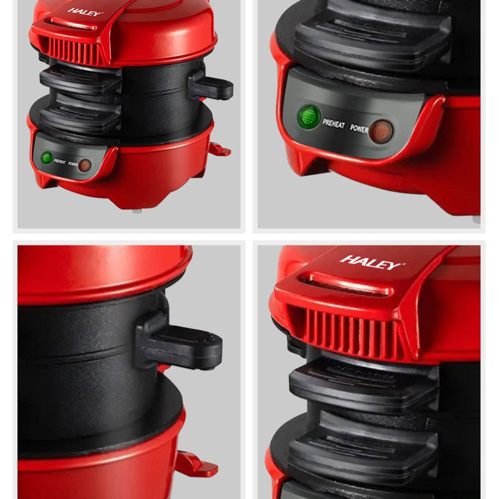 Aparat de facut Burgeri Haley, 600W – Mic Dejun Rapid, Plăci Antiaderente, Încălzire Uniformă, Deschidere 180°