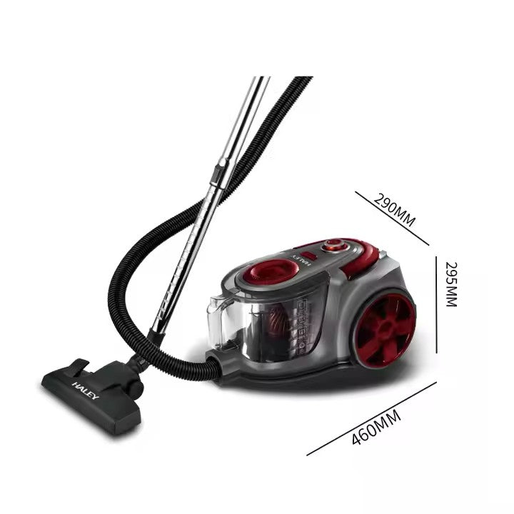 Aspirator fără sac HALEY 2L,1200W, Aspirator de praf Aspirator puternic cu fir, de calitate, cu ciclon, Rosu/Gri