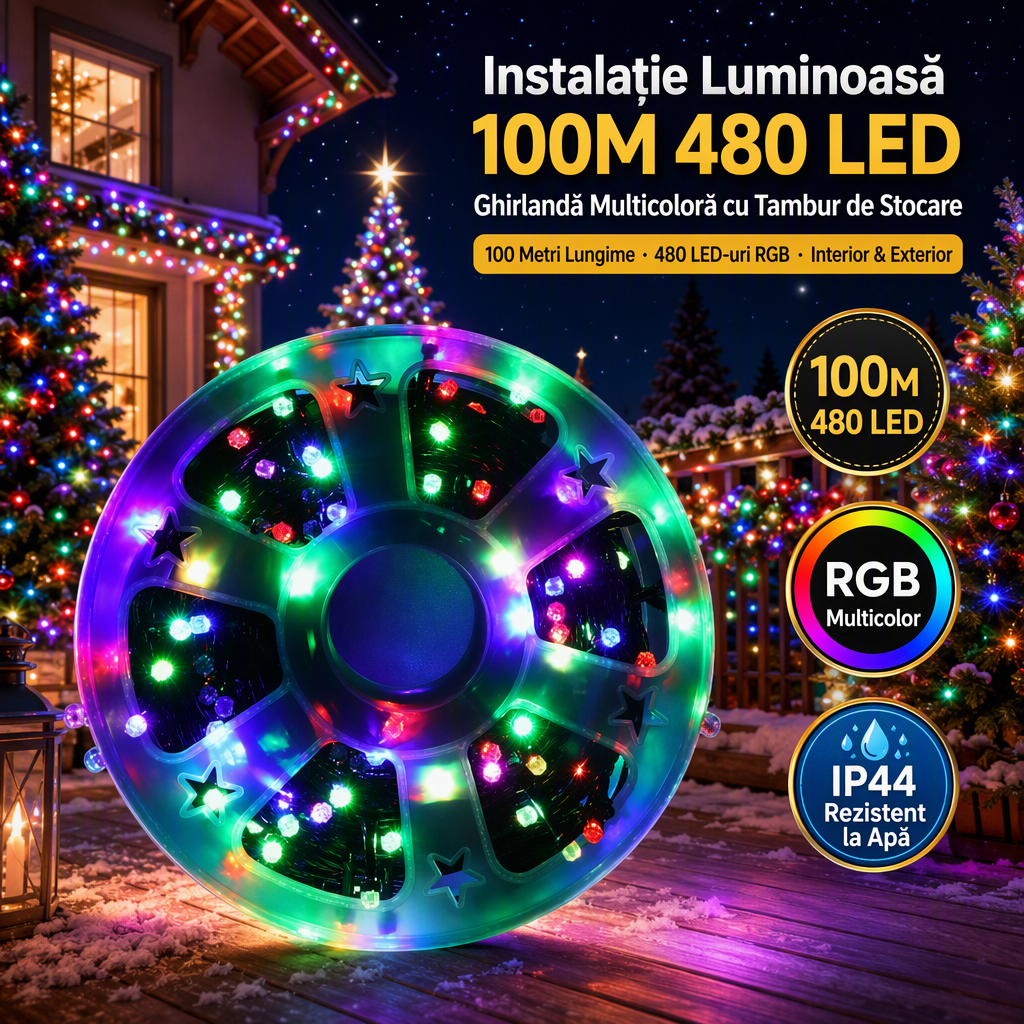AT-2130 – instalație multicoloră de 100 m cu 480 LED-uri