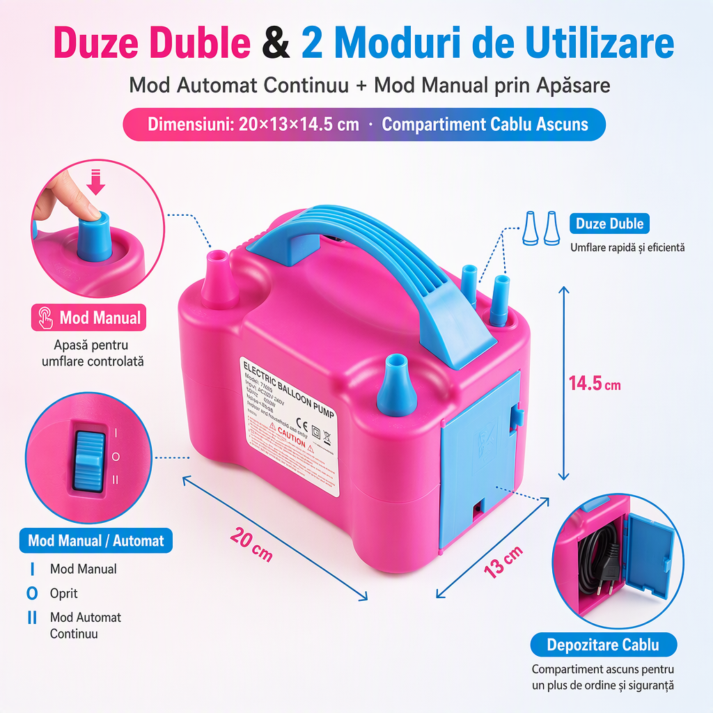 AT-73005 – schemă dimensiuni și comenzi pompă electrică