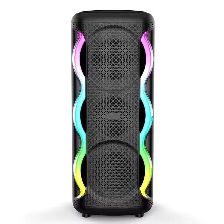 Boxa Portabila AT PERFORMANCE®, cu Lumini RGB, Putere 100, MP3, USB, Bluetooth, TF, WIFI, Slot Microfon, Acumulator, Negru