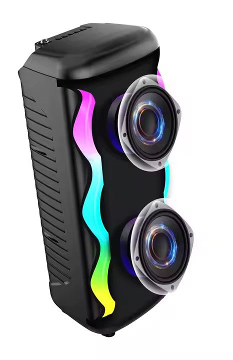 Boxa Portabila AT PERFORMANCE®, cu Lumini RGB, Putere 100, MP3, USB, Bluetooth, TF, WIFI, Slot Microfon, Acumulator, Negru