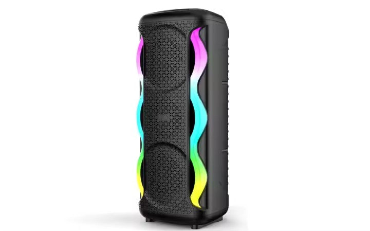 Boxa Portabila AT PERFORMANCE®, cu Lumini RGB, Putere 100, MP3, USB, Bluetooth, TF, WIFI, Slot Microfon, Acumulator, Negru