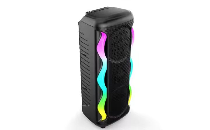 Boxa Portabila AT PERFORMANCE®, cu Lumini RGB, Putere 100w, MP3, USB, Bluetooth, TF, WIFI, Slot Microfon, Acumulator, Negru
