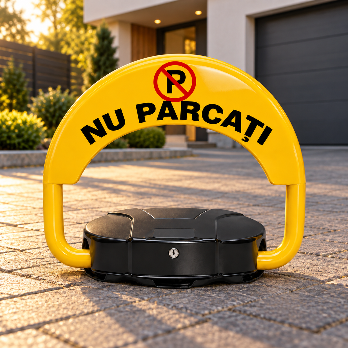 Blocator automat de parcare instalat pe aleea unei locuințe