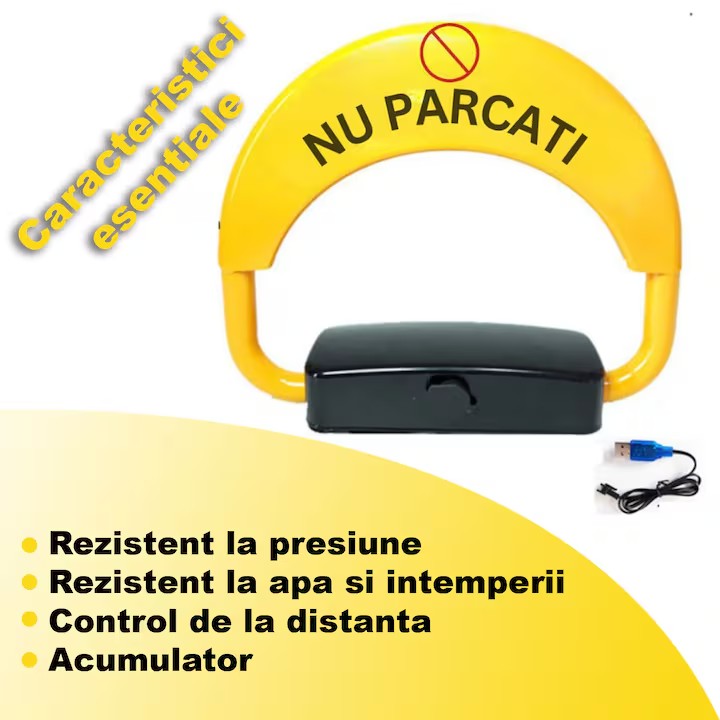 Pachet AT PERFORMANCE®, Parcare Inteligentă: Blocator Automat Loc + Parasolar Auto Pliabil UV – Siguranță și Protecție Completă Pentru Mașina Ta