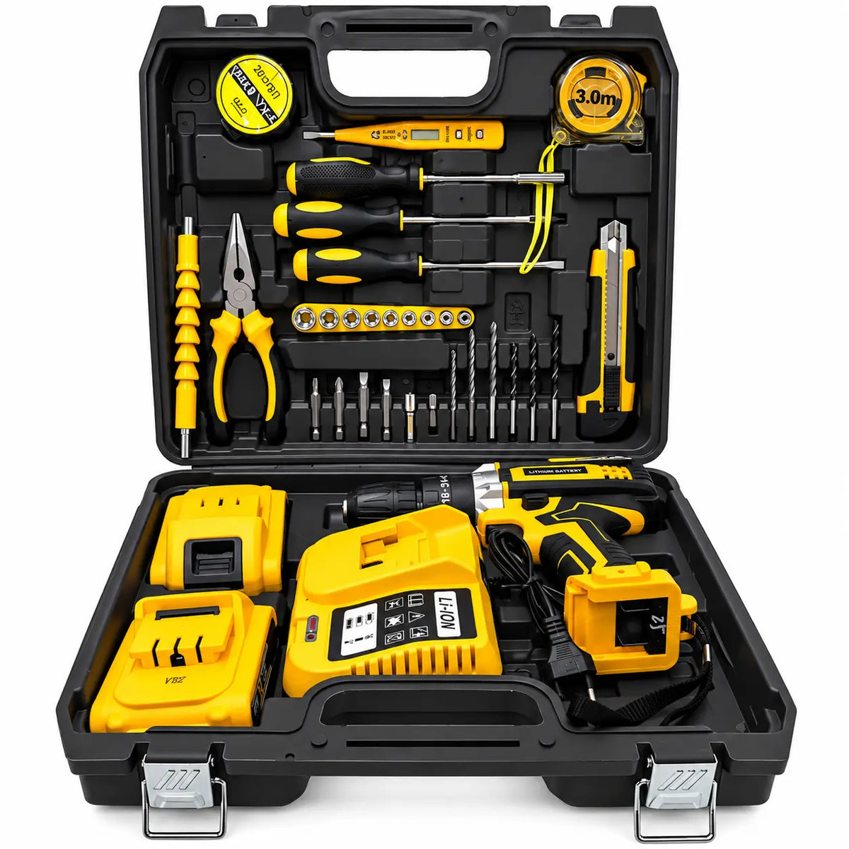 Trusă Bormașină cu Acumulator AT PERFORMANCE® 48V, 2 Baterii 5.0Ah, 2 Viteze, 42Nm, 30 Accesorii, Mandrină 13mm, Cutie Transport