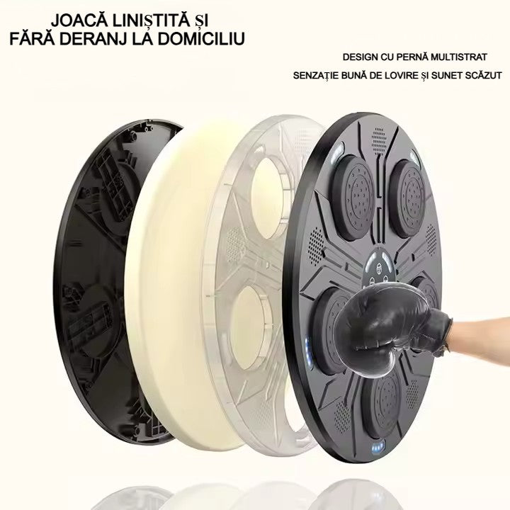 Box Muzical Electronic AT PERFORMANCE®, Conexiune Bluetooth, pentru Copii si Adulti, Antrenamente de Box si Fitness, Manusi Incluse, Incarcare USB, Negru