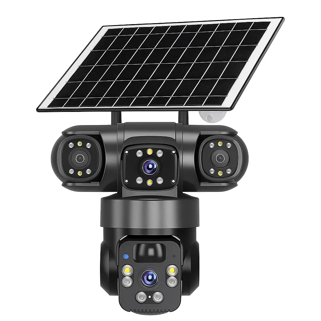 Cameră de Supraveghere Solară 4G/WiFi cu 3 Lentile, Viziune 360°, AI și Night Vision Colo