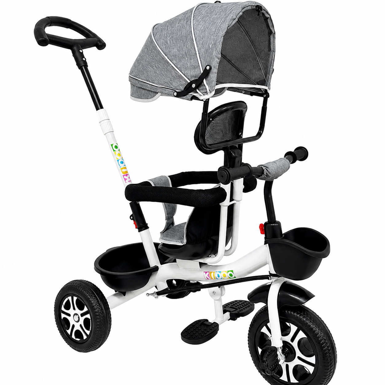 Tricicletă Evolutivă Kiddo KD-X06, Scaun Rotativ 360°, Poziție de Somn, Copertină UV, Roți din Cauciuc, 9 Luni – 6 Ani