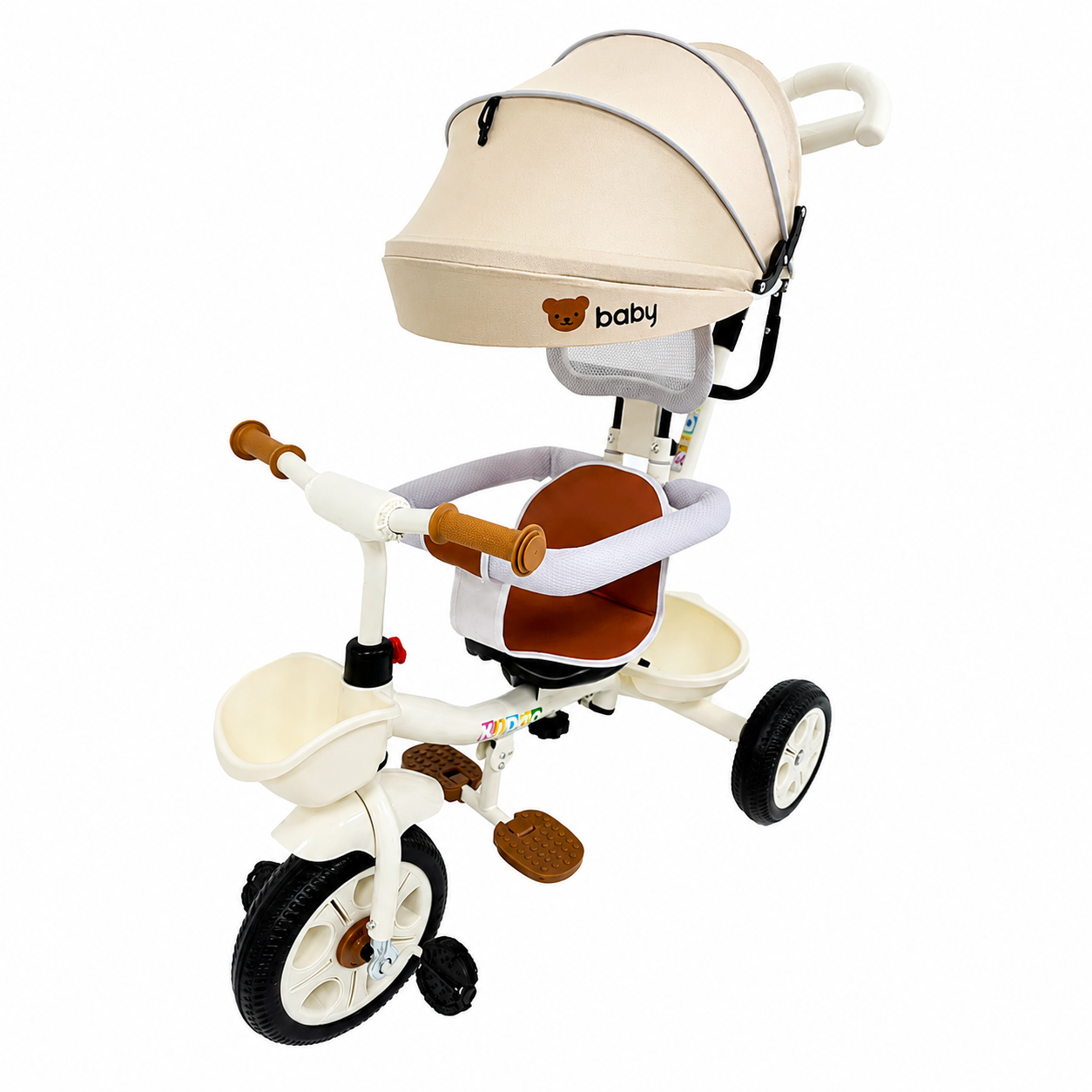 Tricicletă Evolutivă Kiddo KD-X06, Scaun Rotativ 360°, Poziție de Somn, Copertină UV, Roți din Cauciuc, 9 Luni – 6 Ani