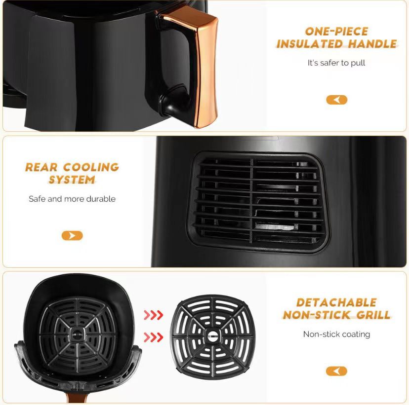 Friteuză cu Aer Cald Fry Digital AT PERFORMANCE® 8L, 2400W, 8 Programe, Temperatură Reglabilă, Timer 60 Min – CADOU 100 Buc Hârtii de Copt