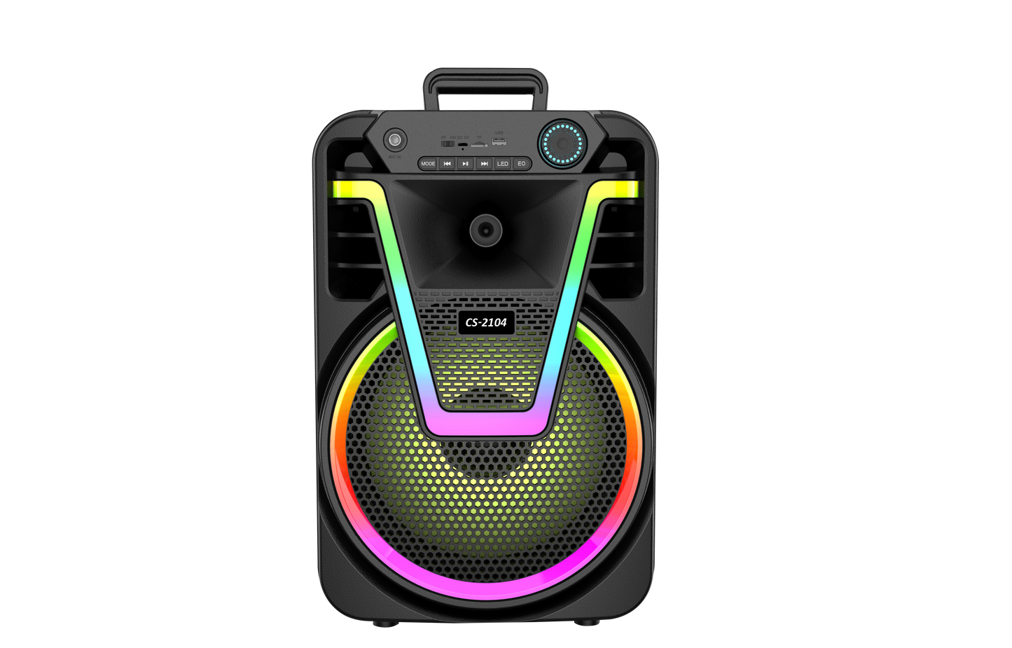 Boxa Portabila AT PERFORMANCE®, cu Lumini RGB, cu Maner, Putere 200W, MP3, USB, Bluetooth, TF, WIFI, Slot Microfon, Karaoke, Acumulator, Negru