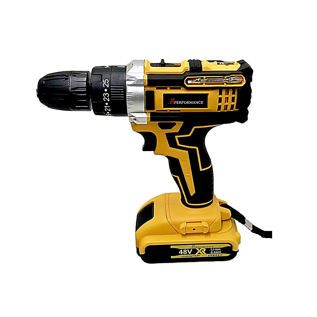 Mașină de Găurit și Înșurubat cu Acumulator 48V, 2 Baterii Li-Ion, Set Accesorii Complet, Valiză Transport