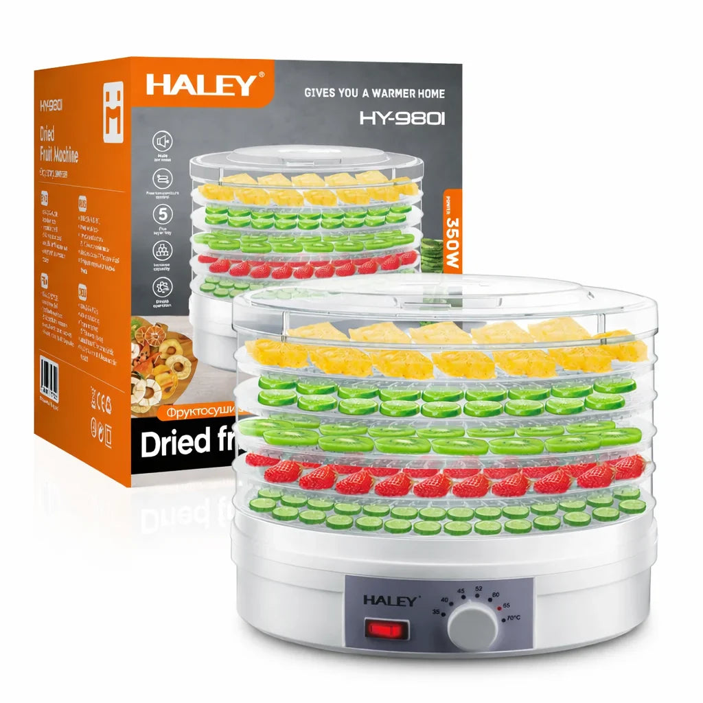 HALEY HY-980I – Deshidrator Fructe și Legume, 350W, 5 Tăvi, Control Temperatură 35–70°C