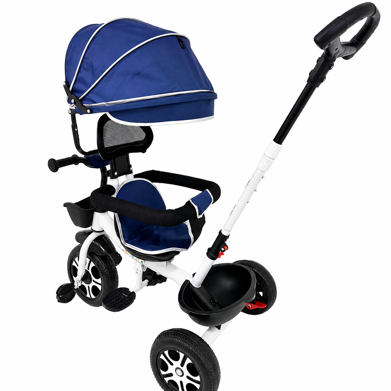 Tricicletă Evolutivă Kiddo KD-X06, Scaun Rotativ 360°, Poziție de Somn, Copertină UV, Roți din Cauciuc, 9 Luni – 6 Ani