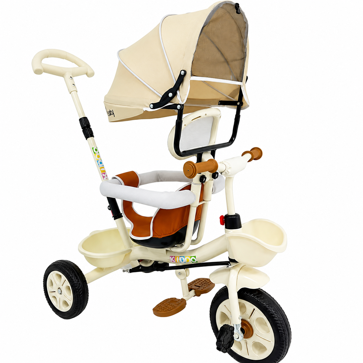 Tricicletă Evolutivă Kiddo KD-X06, Scaun Rotativ 360°, Poziție de Somn, Copertină UV, Roți din Cauciuc, 9 Luni – 6 Ani