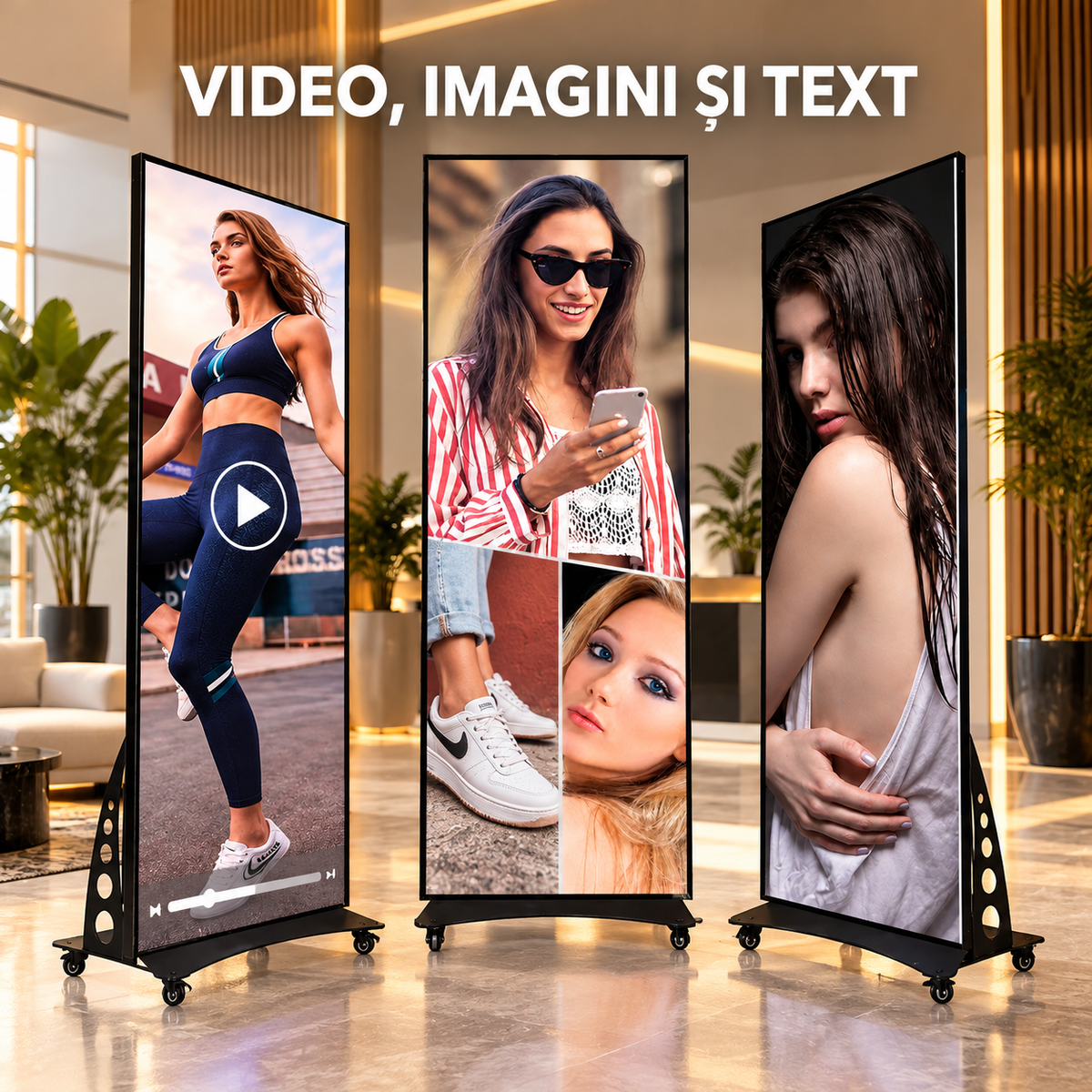Ecran LED publicitar pentru redare video, imagini și text