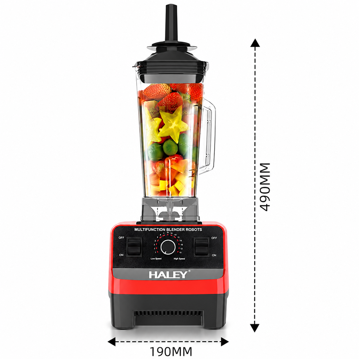 Blender Multifuncțional HALEY HY-2704, 4800W, 15 Viteze, Vas 2.5L, Funcție Pulse, Lame din Oțel Inoxidabil, Zdrobire Gheață
