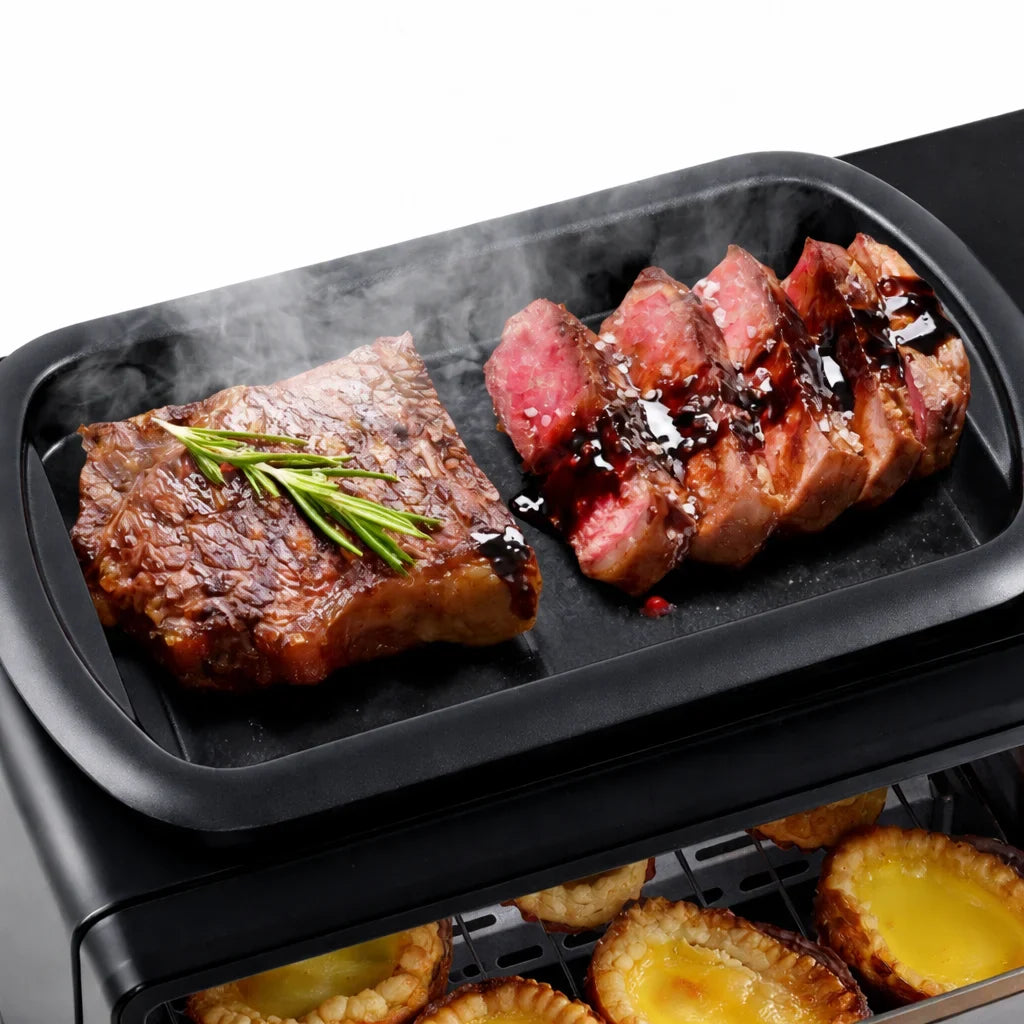 Cuptor Electric 3 în 1 cu Cafetieră Integrată, Grill și Timer – 2000W