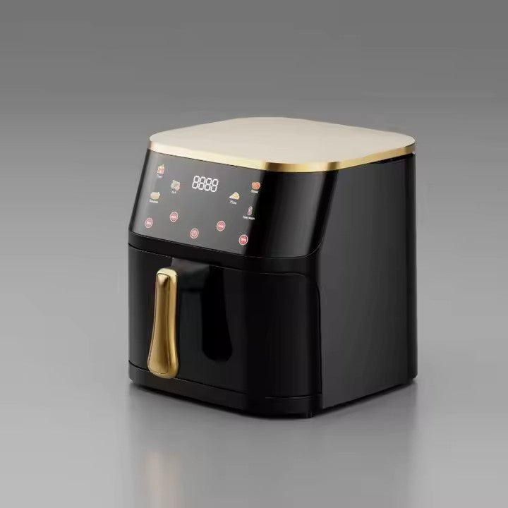 Friteuza cu Aer Cald AT PERFORMANCE®, cu geam, capacitate 10 L, display digital, Control touch 6 fFunctii de gătire presetatefunctie de mentinere la cald, pot detasabil, curatare usoara, Negru+ CADOU 50 HARTII DE COPT