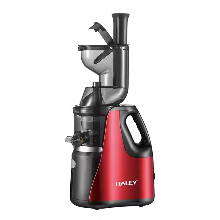 Storcător Electric Fructe și Legume HALEY 150W – Inox, Sistem Anti-Alunecare, Design Roșu/Negru, Eficient și Compact