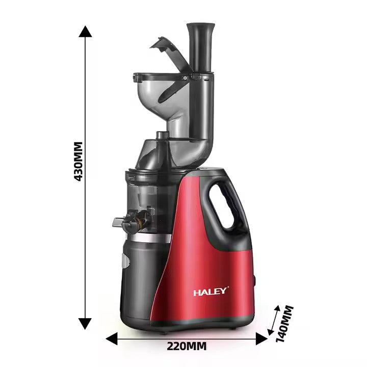 Storcător Electric Fructe și Legume HALEY 150W – Inox, Sistem Anti-Alunecare, Design Roșu/Negru, Eficient și Compact