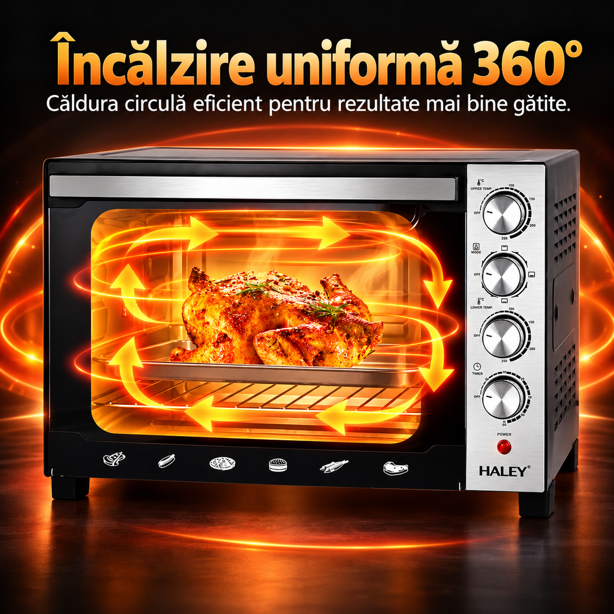 Cuptor HALEY HY-5160 cu încălzire superioară și inferioară