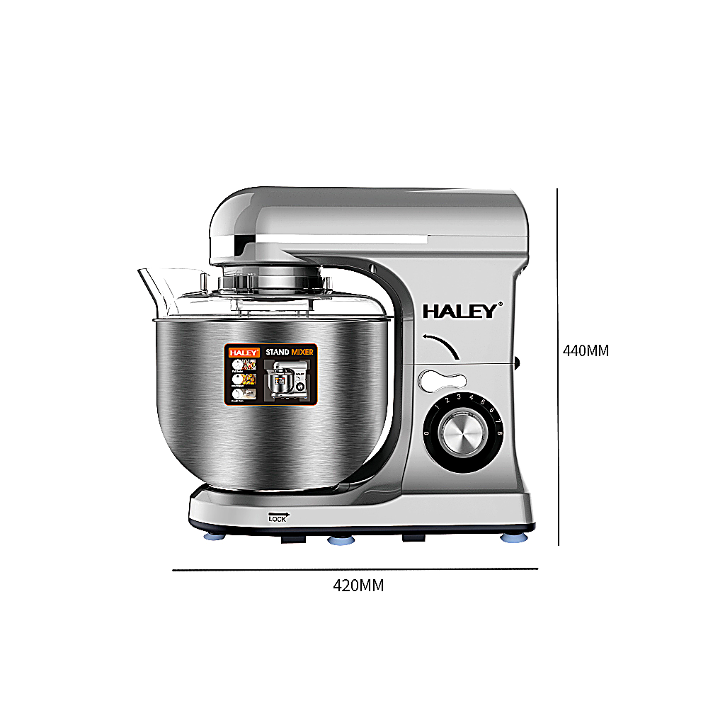 Mixer Planetar Profesional HALEY HY-2414, 2200W, Bol Inox 9L, 8 Viteze