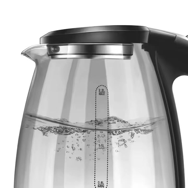 Fierbător Electric HALEY HY-8855: Portabil din Sticlă de 2,2 L, încălzire Rapidă cu Oprire Automată și Lumină LED Pentru UZ Casnic și Hotel