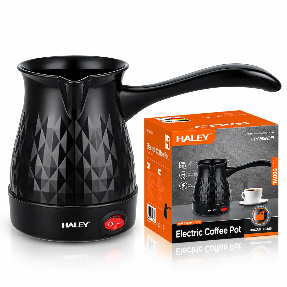 Ibric Electric HALEY 600W, 0.5L – Ideal pentru Cafea Turcească, Ceai, Lapte | Portabil, Silențios, Perfect pentru Călătorii
