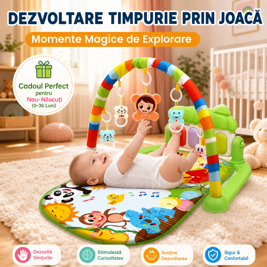 Saltea de activitati copii, KIDOO®, Muzica, 0-36luni, Multicolor